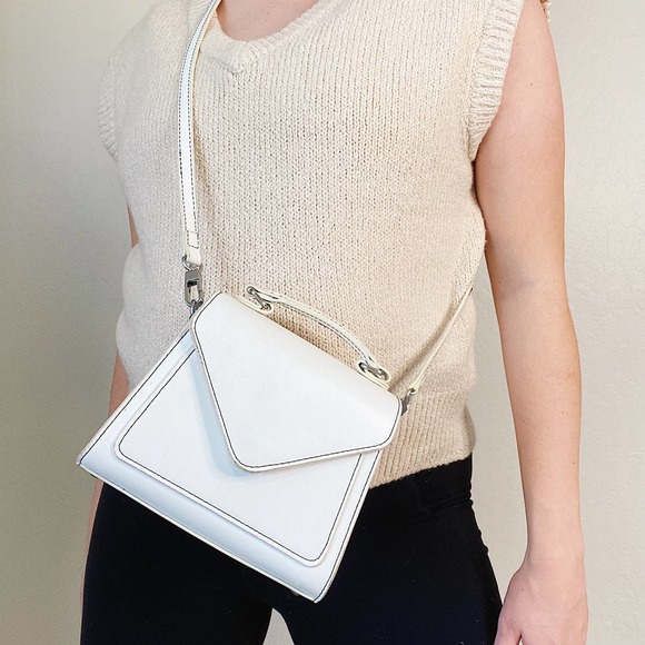 Urban Outfitters Handbags - Urban Outfitters Kendall Bag White Purse Trapezoid Crossbody Purse